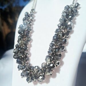 Elegant Silver-Toned Cluster Necklace
